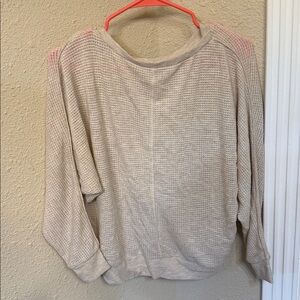 Beige Oatmeal Waffle Knit Sweater
